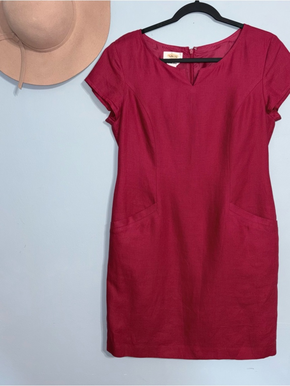 Vintage Irish Linen 10 Talbots Work Office Knee Length Sheath Dress pockets